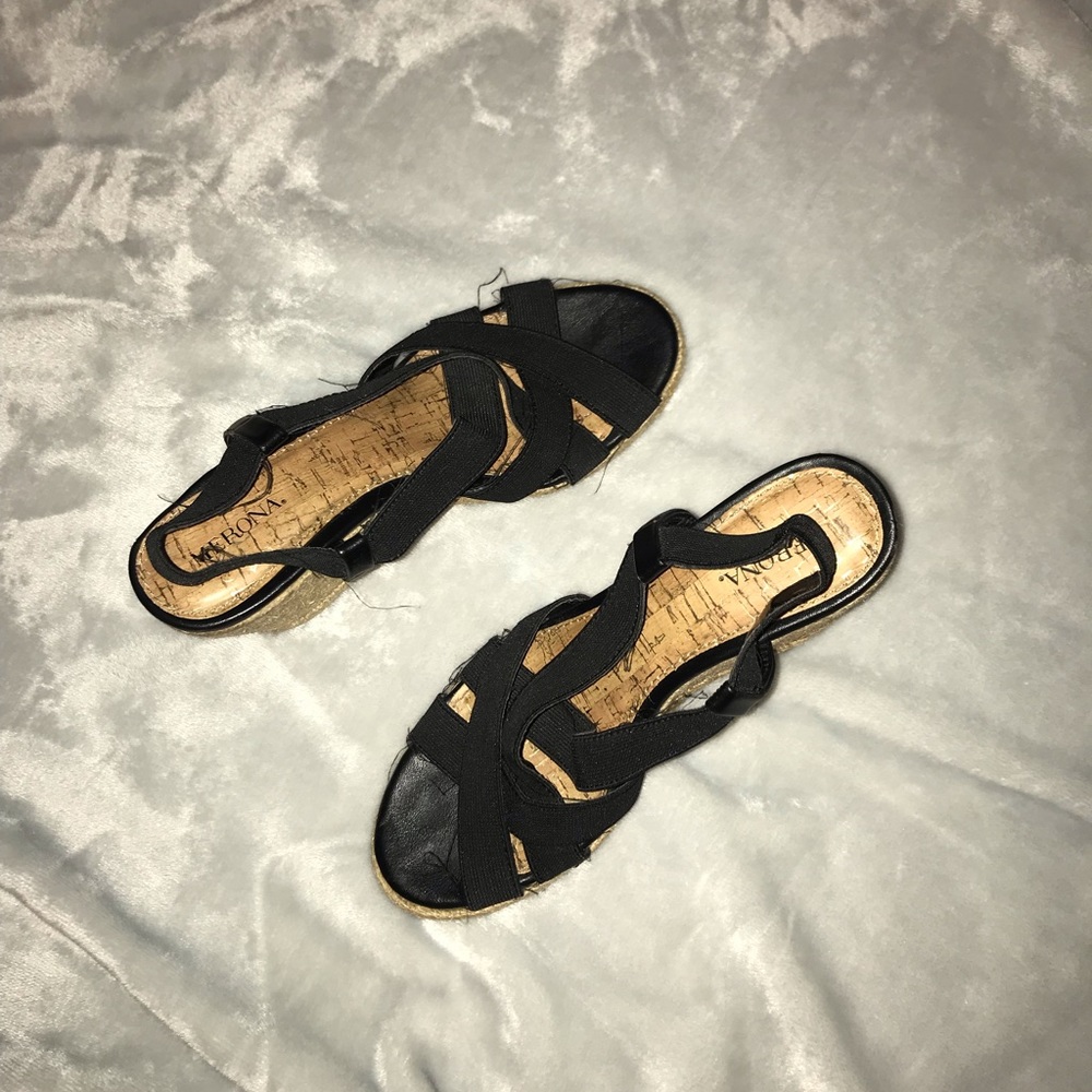 Short Heel Black Espadrilles Sandals